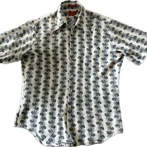 Vintage Kings Road Shirt Mens Xl White Blue Yellow 70’s Collar Sears